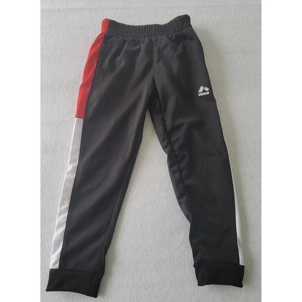 RBX Boy's Sweatpants Active Tricot Jogger Pants Sz M (5/6) Color Black-Red-white